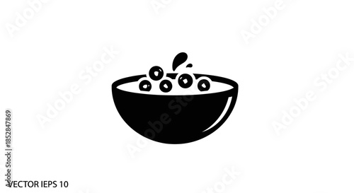 Black bowl with cereal and milk 1.