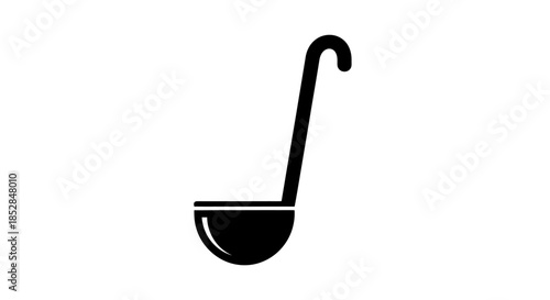 Black ladle kitchen utensil icon.