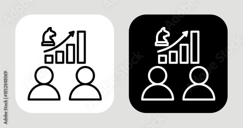 Strategic Rivalry Icon In Black and White Glyph Style