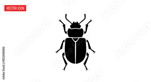 Black silhouette of a beetle insect.