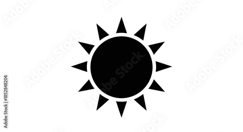 Black sun icon with rays.