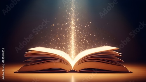 Ancient book radiates divine light and mystical energy