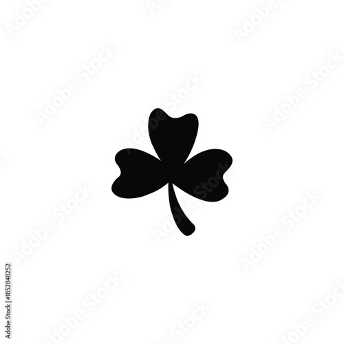 Silhouette of three leaf shape isolated on white minimal vector background.