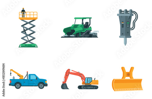 Construction and Industrial Equipment Icons Set
