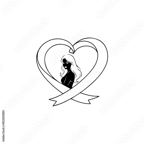 Silhouette within a heart isolated on transparent background