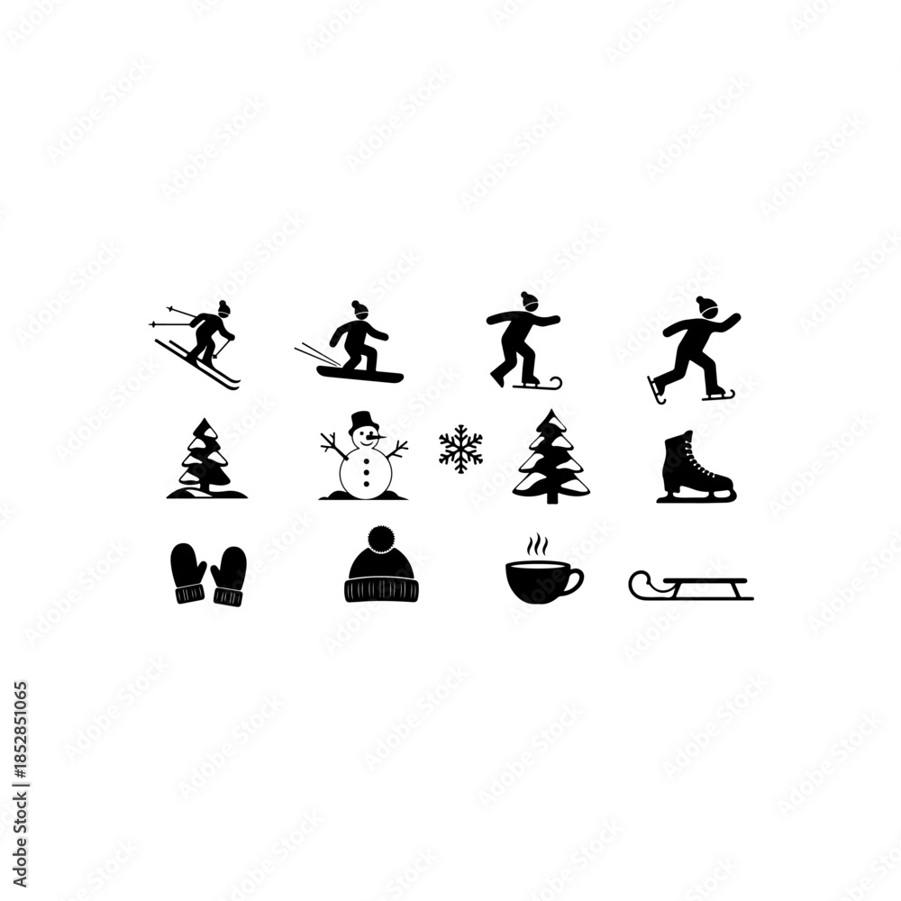 Obraz premium Winter sports and activities isolated on transparent background