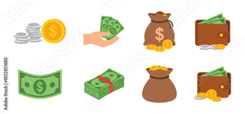 Financial money-themed icons collection