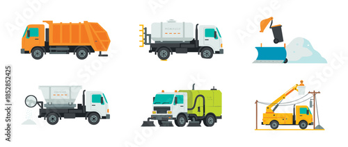 Public Service Utility Vehicles Icon Set