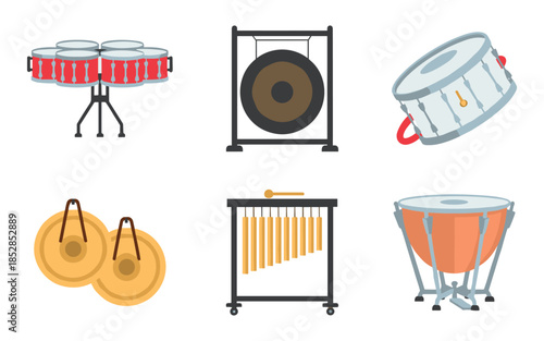 Percussion instruments grid illustrations