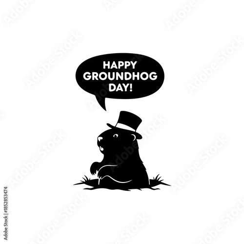 Celebrating groundhog day isolated on transparent background