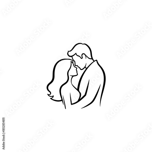 Couple embracing in tender moment isolated on transparent background