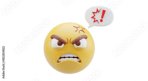 Angry emoji expressing frustration isolated on transparent background
