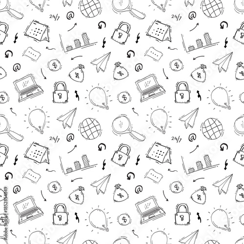 hand drawn business seamless pattern background
