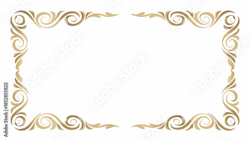 An ornate golden frame with swirling designs and a blank central space