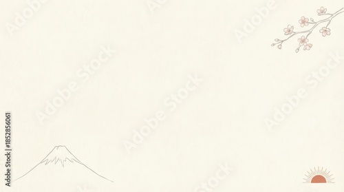 Captivating sunrise over mount fuji japan minimalist illustration tranquil environment artistic viewpoint serenity and nature concept