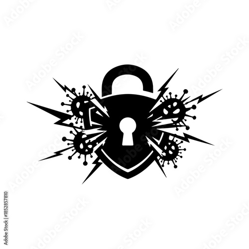 Unlocking security amidst viral threats isolated on transparent background