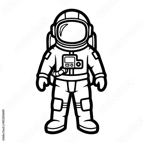 Line style astronaut illustration, vector, for kids coloring sheet