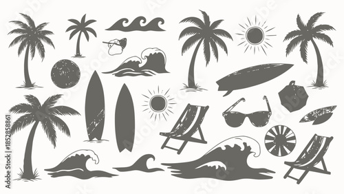 Summer vacation elements collection Vector, illustration