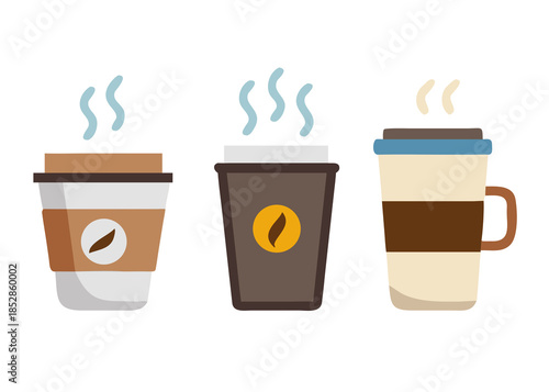 set of coffee cups icon set