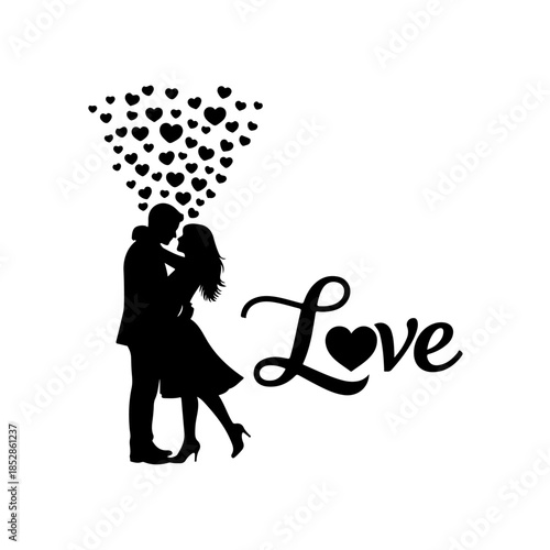 Couple dancing with hearts and love isolated on transparent background