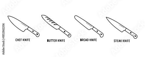 Professional Chef Knife Icon Vector Black Silhouette