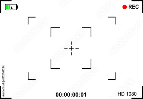 Digital Video Camera Viewfinder Interface Overlay with REC Indicator and Battery Status-EPS
