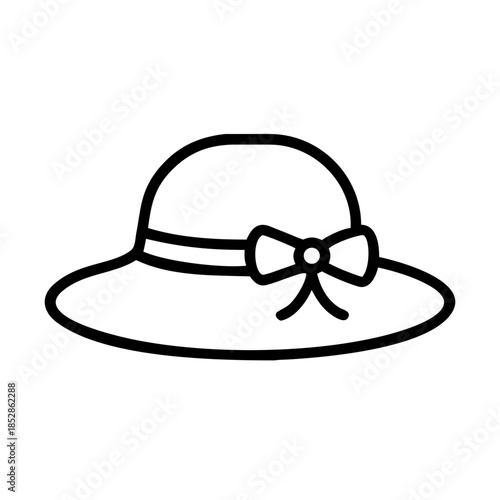 Women’s hat line icon, black outline fashion accessory symbol isolated on transparent background