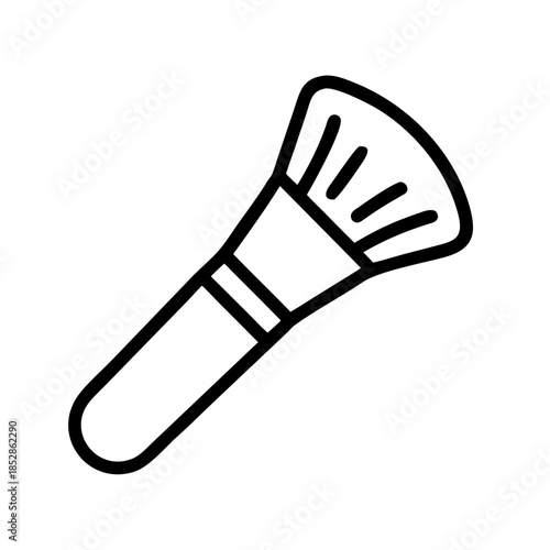 Makeup brush line icon, black outline cosmetic tool symbol isolated on transparent background