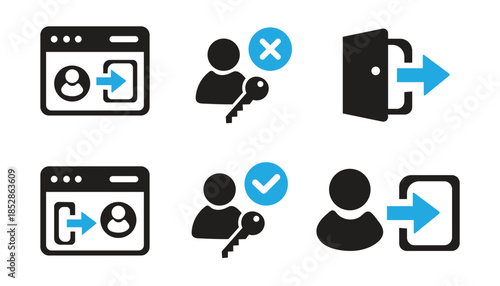 Login Logout Authentication User Access Security Icon Set Vector Illustration
