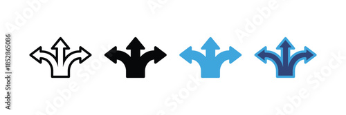 Three arrow icon set. choice, decision symbol. arrow direction icon. vector illustration 