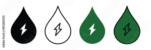 Energy icon set. Water power, Hydropower, Renewable energy, Electricity symbol. Green energy, Sustainable power, Eco-friendly energy icon set. vector illustration 