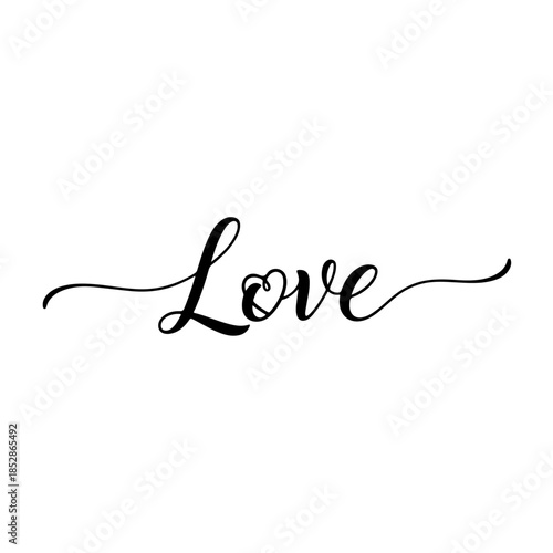 Elegant script love isolated on transparent background