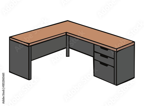 Illustration of a Desk with Drawers