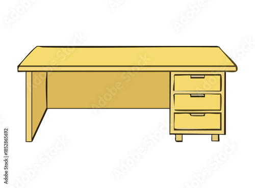 Illustration of a Desk with Drawers