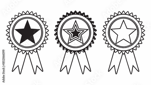 Award ribbon rosette with star and award ribbon rosette with nested stars