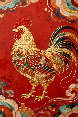 Chinese Zodiac Animal -  Rooster - for Spring Festival and Traditional Chinese Celebration 