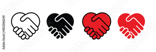 Helping hand icon set. hand with heart icon. handshake icon. vector illustration 