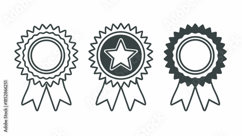 Award ribbon rosette with serrated edge and star award ribbon rosette