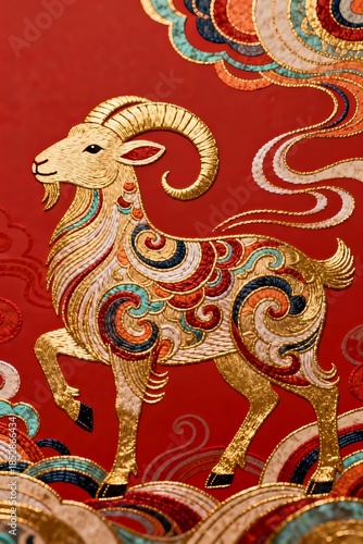 Chinese Zodiac Animal -  Goat - for Spring Festival and Traditional Chinese Celebration 