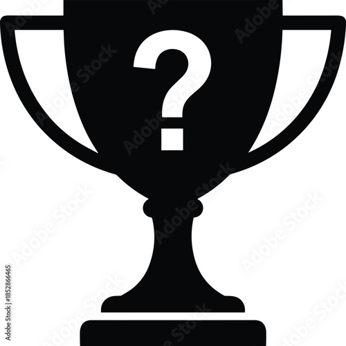 Modern solid symbol showing a tournament trophy to denote specialized mystery contests, hidden achievement rewards, uncertain sports findings, and competitive puzzle gaming events.