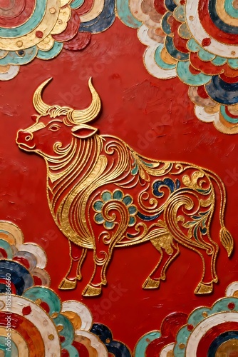 Chinese Zodiac Animal - Bull - for Spring Festival and Traditional Chinese Celebration 