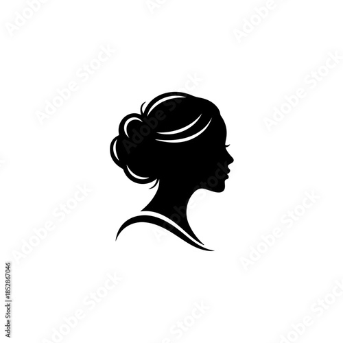 Silhouette of a woman's head isolated on transparent background