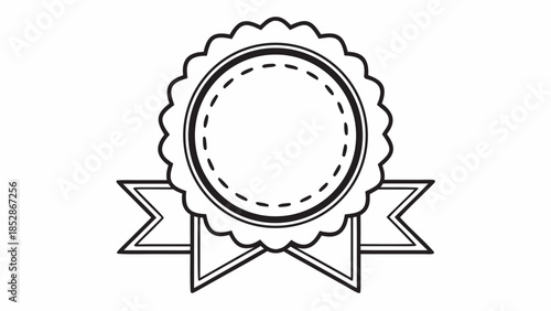 Decorative circular award ribbon with blank center