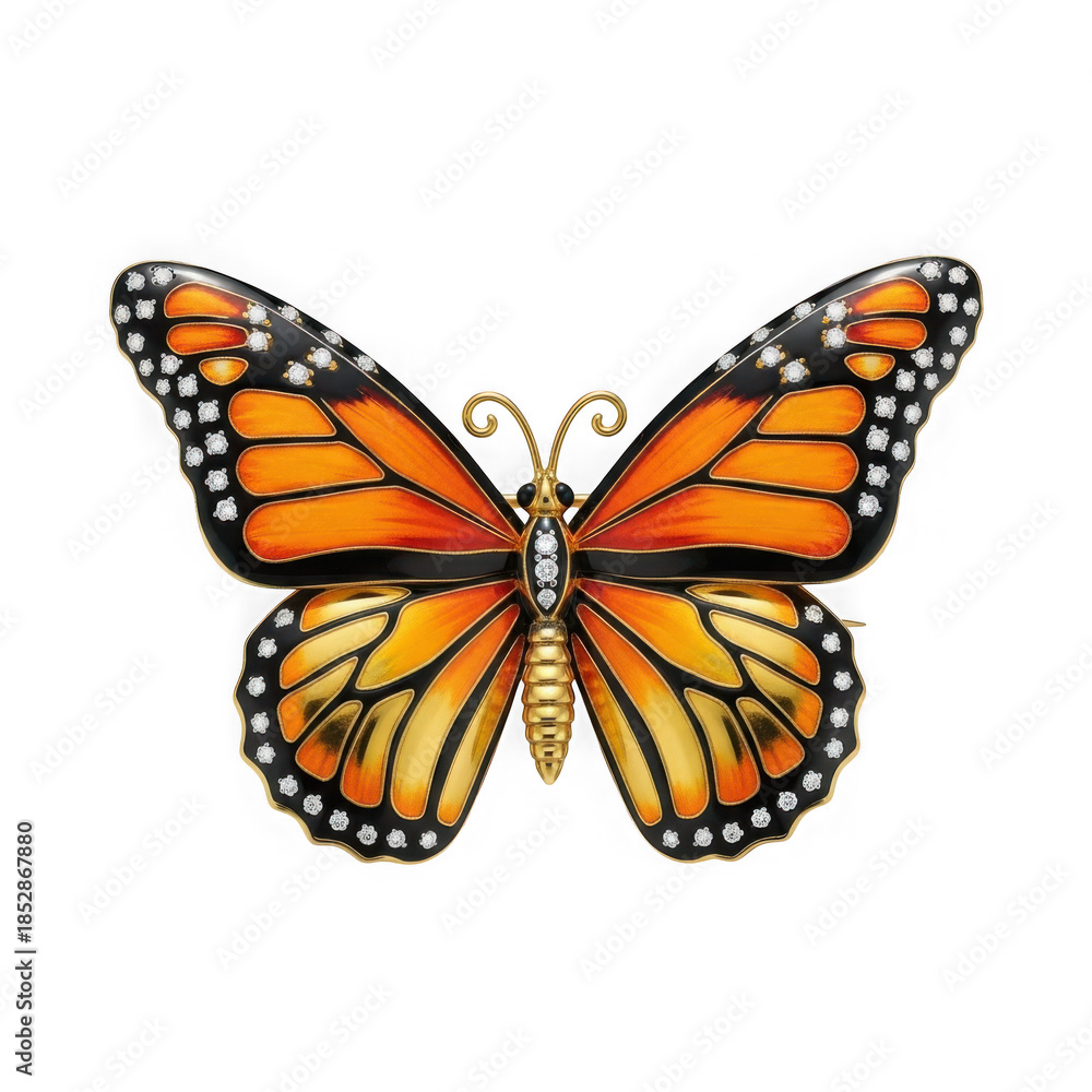 Fototapeta premium Intricate Butterfly Brooch with Diamonds and Gold Design