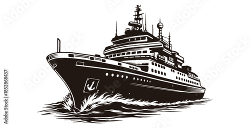 illustration ship sailing ocean.