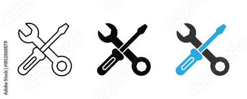 wrench with screwdriver icon set. setting icon. repair symbol. maintenance, service icon. vector illustration 