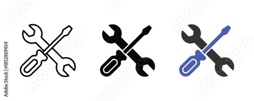wrench with screwdriver icon set. setting icon. repair symbol. maintenance, service icon. vector illustration 