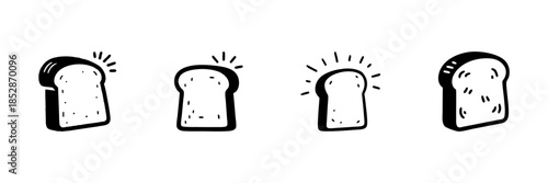 Slices Of Bread In Hand Drawn Style Set. Freshness, Breakfast, Bakery Doodle Sketch Collection. Toast And Sandwich Ingredients. Isolated Vector Illustration