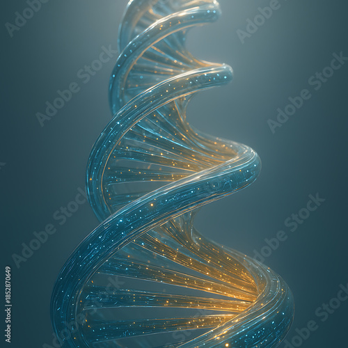 Abstract DNA Structure with Glowing Elements in Modern Design