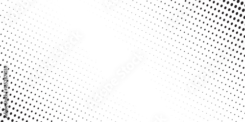 Hexagon halftone gradient texture. Abstract black grunge background. Geometric retro halftone tech overlay. Fading wavy hexagonal pattern backdrop. Vector vanishing honeycomb grunge bitmap wallpaper